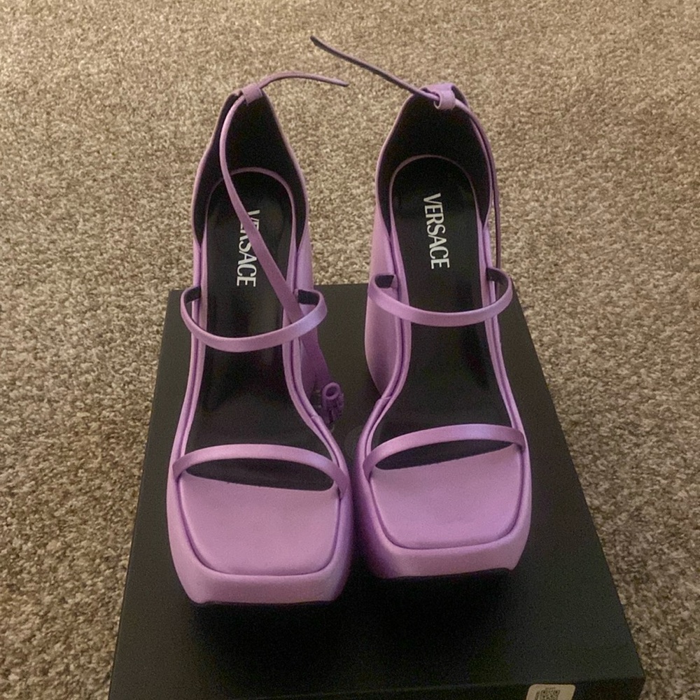 Versace Satin Triplatform Sandals Lavender 41
